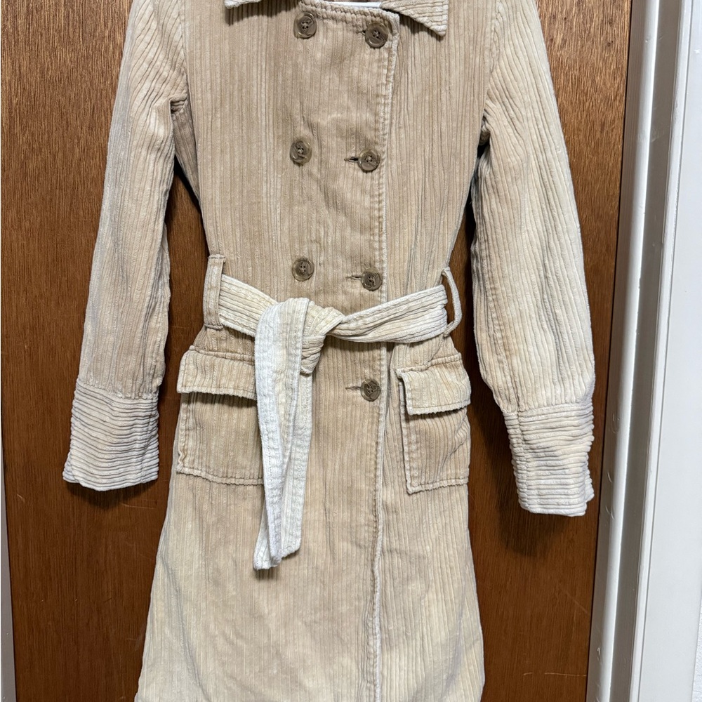 Chic Corduroy Trench Coat with Belt